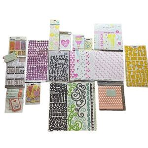 Scrapbooking papers and accessories lot pastels colorful